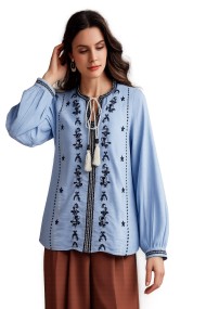BLUSA MUJER BORDADA CON CORDÓN Y DETALLE ARTESANAL TY-1073