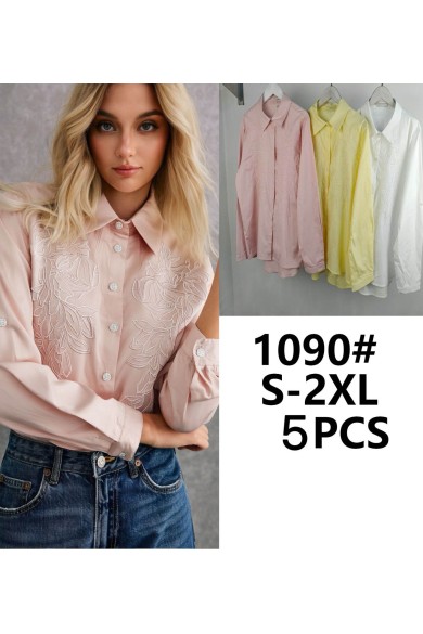 CAMISA MUJER BORDADA ELEGANTE CON DETALLE FLORAL TY-1090