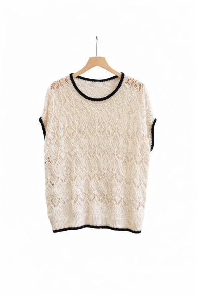 TOP DE PUNTO ENCAJE SIN MANGAS MUJER FBZMT9600