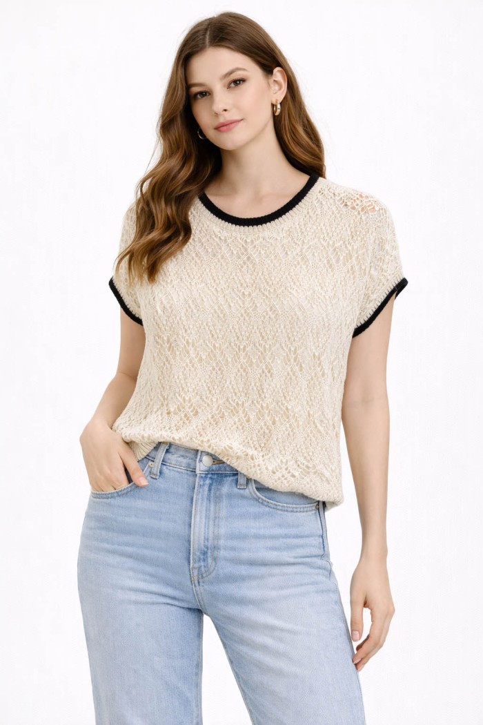 TOP DE PUNTO ENCAJE SIN MANGAS MUJER FBZMT9600