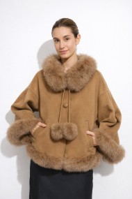 CHAQUETA CORTA DE LANA CON DETALLES EN PELO DE ZORRO 3COLORES PC-WT22174030-2