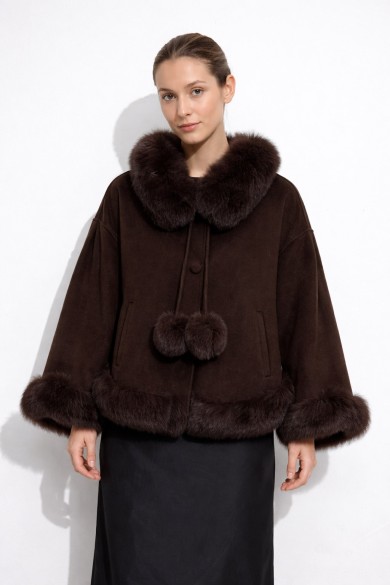 CHAQUETA CORTA DE LANA CON DETALLES EN PELO DE ZORRO 3COLORES PC-WT22174030-2