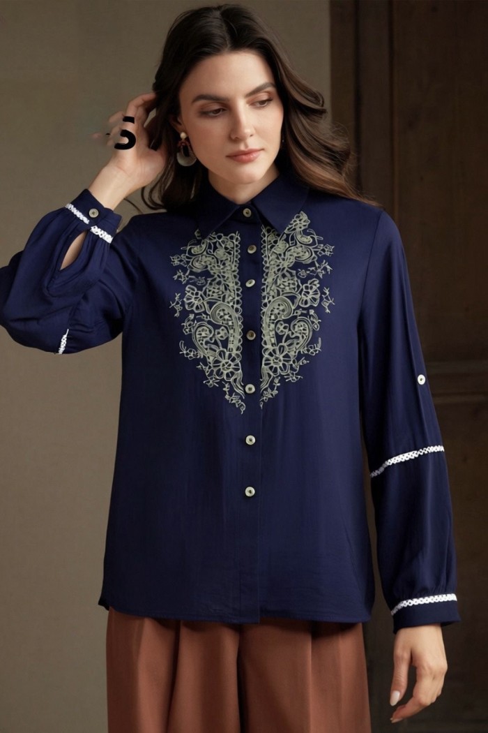BLUSA CAMISERA BORDADA PARA MUJER TY-1111