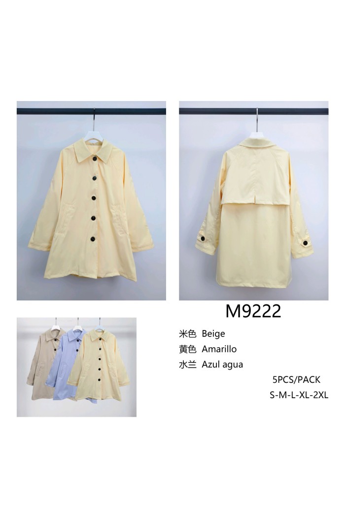 CHAQUETA DE MUJER TIPO ABRIGO LIGERO CON CUELLO CLÁSICO TY-M9222