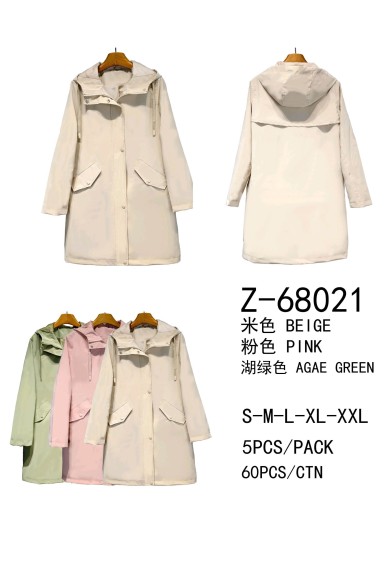 ABRIGO LARGO IMPERMEABLE DE MUJER CON CAPUCHA TY-Z68021