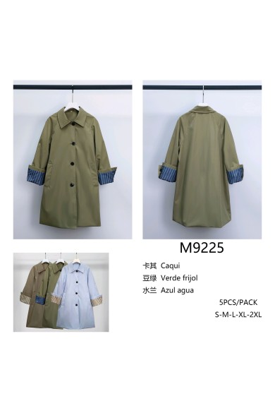 ABRIGO DE ENTRETIEMPO PARA MUJER CON BOTONES Y PUÑO A RAYAS TY-M9225