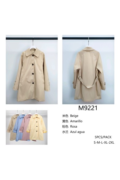 ABRIGO DE ENTRETIEMPO PARA MUJER CON CINTURÓN TRASERO TY-M9221