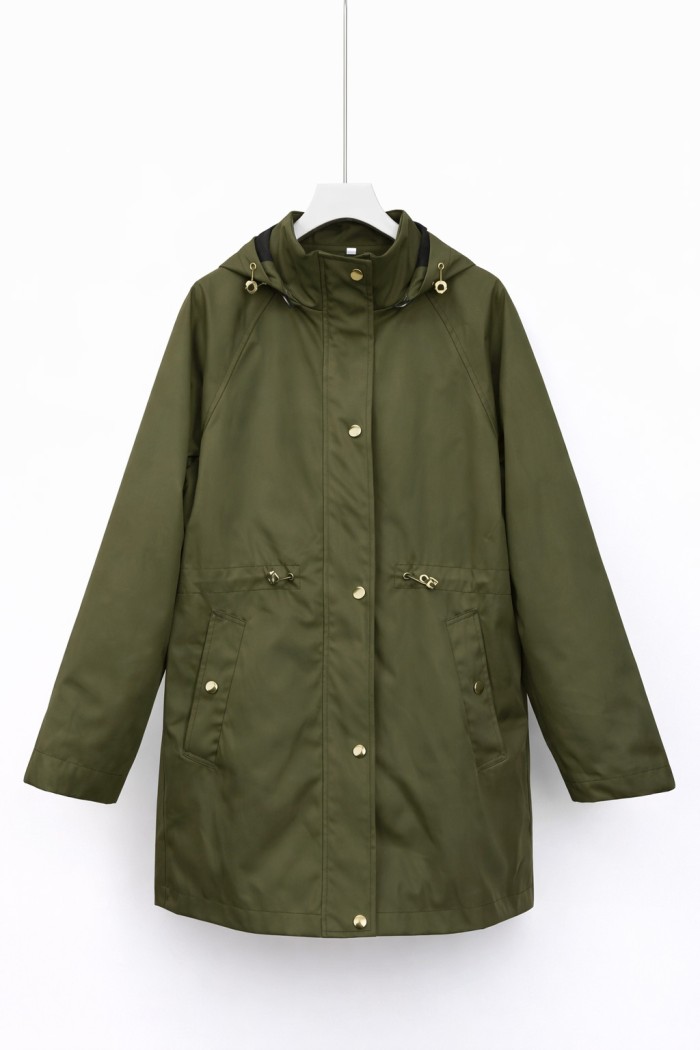 PARKA LARGA LIGERA CON CAPUCHA Y CINTURA AJUSTABLE PARA MUJER TY-M9226