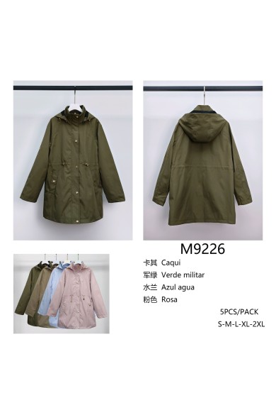 PARKA LARGA LIGERA CON CAPUCHA Y CINTURA AJUSTABLE PARA MUJER TY-M9226