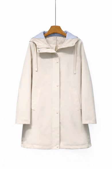 ABRIGO LARGO IMPERMEABLE CON CAPUCHA Y FORRO A RAYAS TY-Z68022