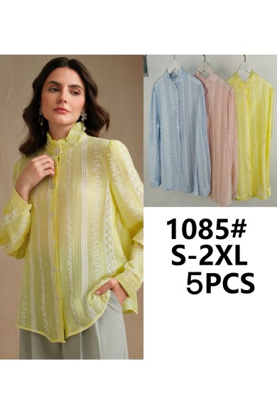 BLUSA ELEGANTE BORDADA CON CUELLO MAO Y MANGA LARGA TY-1085