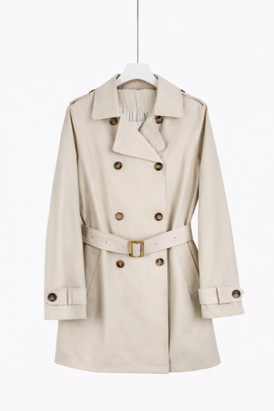 TRENCH CORTO DE MUJER CON CINTURÓN Y DOBLE BOTONADURA TY-Z68027