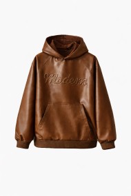SUDADERA DE POLIPIEL ESTILO URBANO CON BOLSILLO CANGURO FBZMBX15726