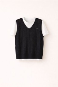 CHALECO DE PUNTO DE MUJER CON CAMISETA INCORPORADA NEGRO FBZMWS15951