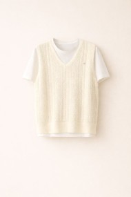 CHALECO DE PUNTO DE MUJER CON CAMISETA INCORPORADA BLANCO FBZMWS15951