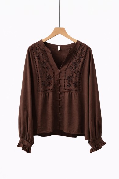 BLUSA BORDADA DE RAYÓN Y LINO FBZMR22433