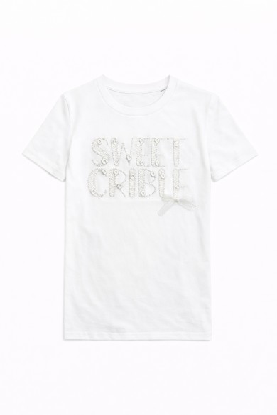 CAMISETA MANGA CORTA CUELLO REDONDO BORDADO DE LENTEJUELAS TY-L39070