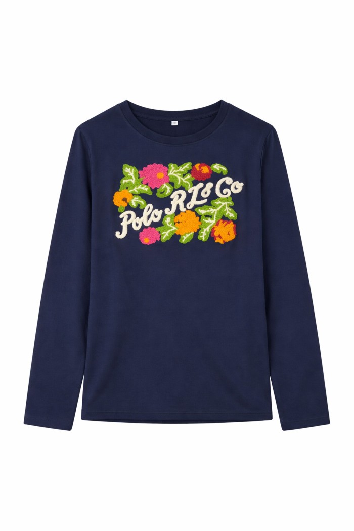 CAMISETA MANGA LARGA CUELLO REDONDO BORDADO TY-L39063