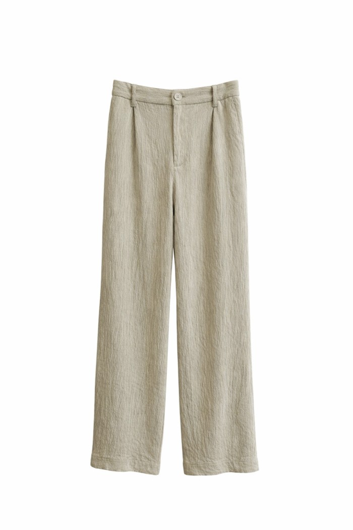 PANTALÓN LARGO DE RAYÓN TEXTURIZADO CORTE RECTO  KAKI FBZMA1522