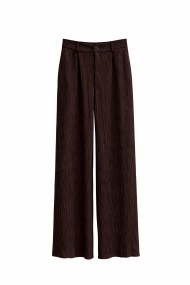 PANTALÓN LARGO DE RAYÓN TEXTURIZADO CORTE RECTO MARRON FBZMA1521