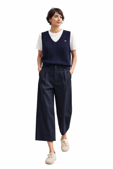 CHALECO DE PUNTO DE MUJER CON CAMISETA INCORPORADA AZUL MARINO FBZMWS15951