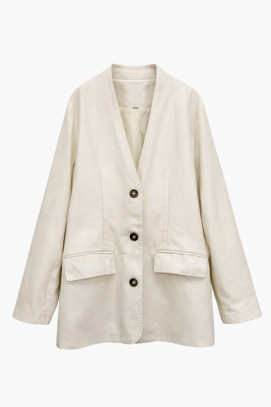 CHAQUETA DE POLIPIEL CUELLO PICO CON BOTONES TY-M9235