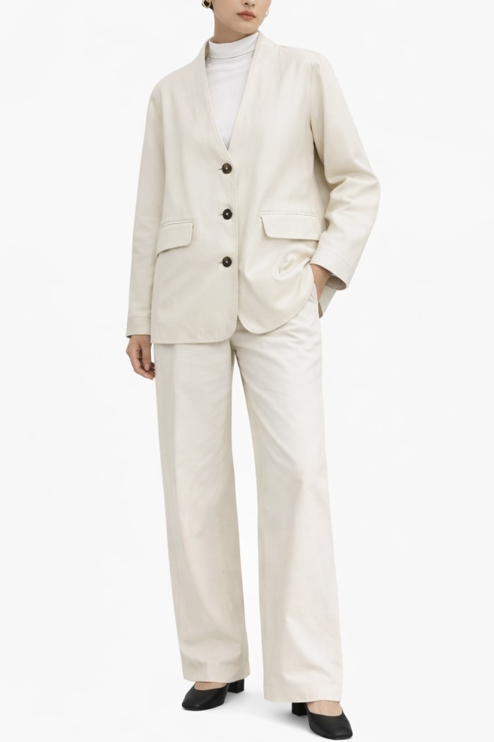 CHAQUETA DE POLIPIEL CUELLO PICO CON BOTONES TY-M9235