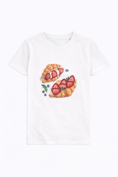 CAMISETA BLANCA CON ESTAMPADO DE CROISSANT TY-K1775