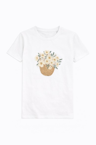 CAMISETA BLANCA CON ESTAMPADO FLORAL TY-K1772