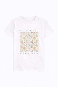 CAMISETA BLANCA CON ESTAMPADO FLORAL Y TEXTO TY-K1703