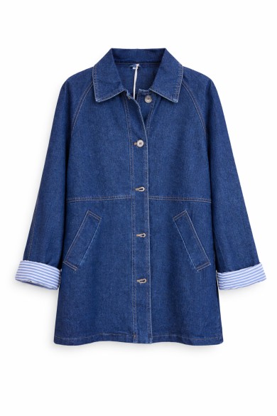 CHAQUETA VAQUERA LARGA CON BOLSILLOS DENIM AZUL TY-Z56589