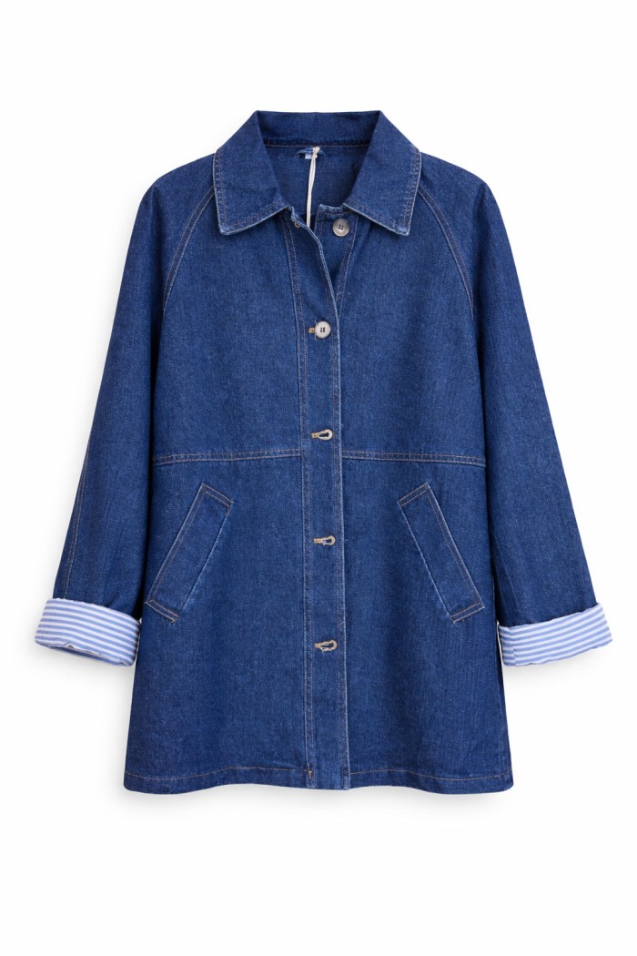 CHAQUETA VAQUERA LARGA CON BOLSILLOS DENIM AZUL TY-Z56589