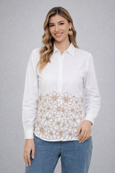 CAMISA BORDADA DE MANGA LARGA DD-1D1707