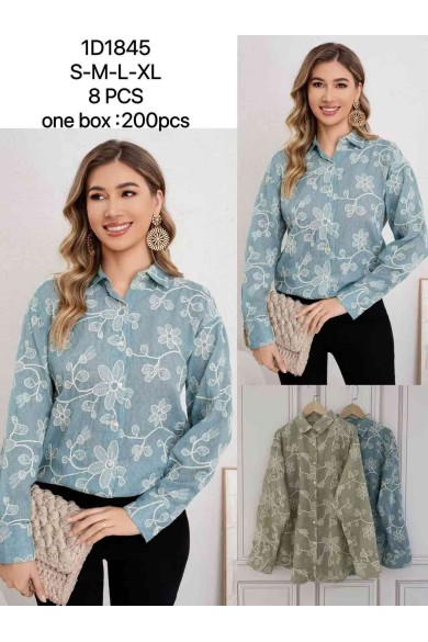 CAMISA BORDADA FLORAL ESTILO CASUAL DD-1D1845