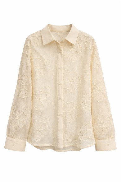 BLUSA BORDADA DE FLORES SEMITRANSPARENTE MANGA 3/4 ESTILO ELEGANTE PRIMAVERA VERANO TY-M9263 VARIOS COLORES