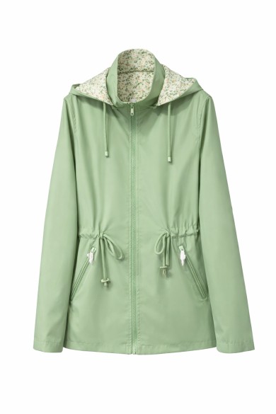 CHAQUETA FINA REVERSIBLE CORTAVIENTOS CON CAPUCHA Y CINTURA AJUSTABLE VARIOS COLORES TY-Z65005