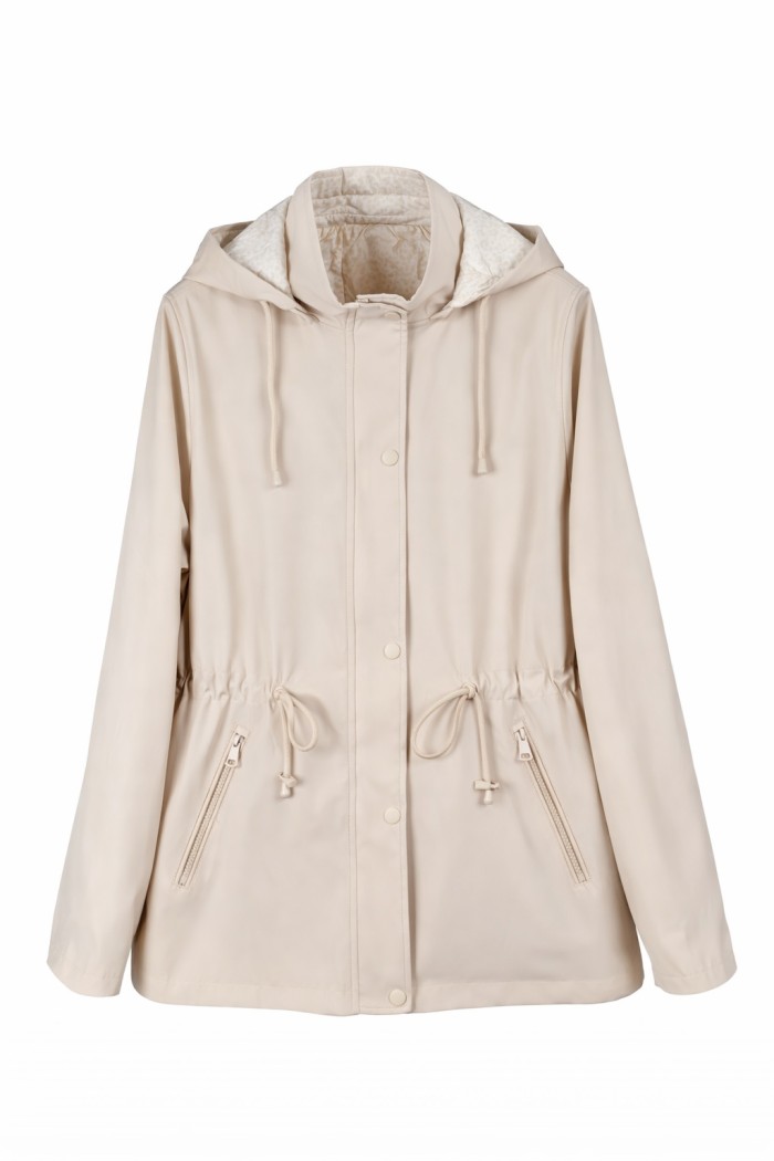 CHAQUETA FINA REVERSIBLE CORTAVIENTOS CON CAPUCHA Y CINTURA AJUSTABLE VARIOS COLORES TY-Z65005