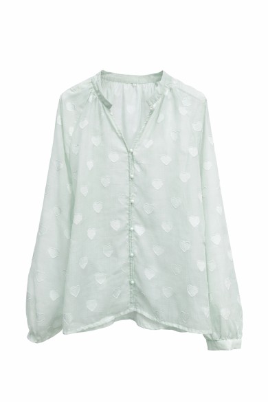 BLUSA MUJER ROMÁNTICA DE GASA CON TEXTURA DE CORAZONES MANGA LARGA PRIMAVERA VERANO VARIOS COLORES TY-M9280