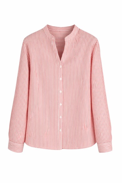 CAMISA MUJER DE RAYAS MANGA LARGA CUELLO MAO CASUAL PRIMAVERA OTOÑO TY-Z68601