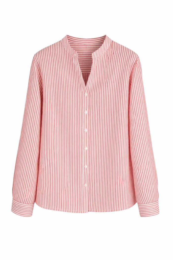 CAMISA MUJER DE RAYAS MANGA LARGA CUELLO MAO CASUAL PRIMAVERA OTOÑO TY-Z68601