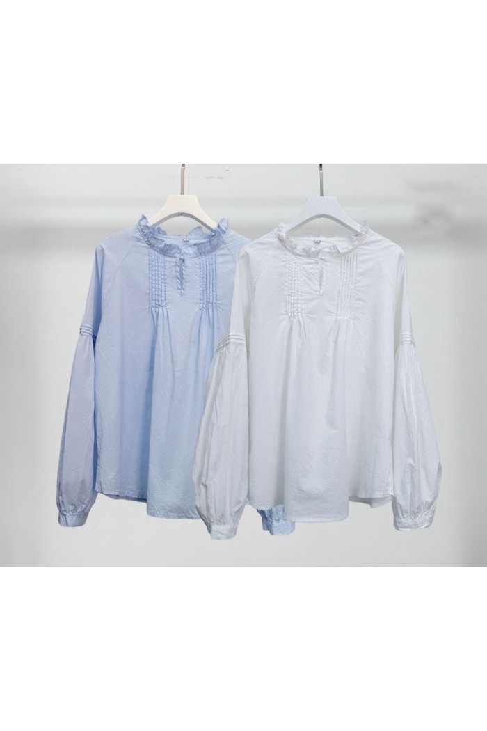 BLUSA MUJER ESTILO ROMÁNTICO MANGA LARGA CUELLO VOLANTE PRIMAVERA VERANO TY-M9269