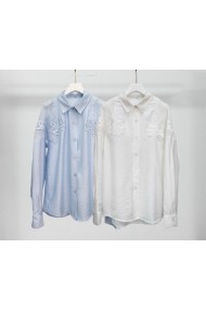CAMISA MUJER CON BORDADO MANGA LARGA CUELLO CLÁSICO PRIMAVERA VERANO TY-M9285