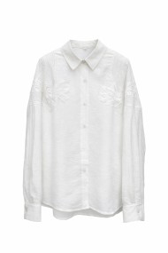 CAMISA MUJER CON BORDADO MANGA LARGA CUELLO CLÁSICO PRIMAVERA VERANO TY-M9285