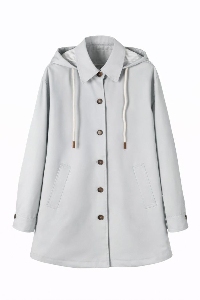 CHAQUETA CAMISERA MUJER CON CAPUCHA MANGA LARGA BOTONES PRIMAVERA TY-Z5661