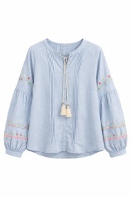 BLUSA MUJER BORDADA ESTILO BOHO MANGA LARGA CUELLO REDONDO TY-1129