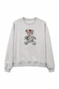 SUDADERA MUJER ESTAMPADO OSO MANGA LARGA CUELLO REDONDO CASUAL 2COLORES TY-K1813