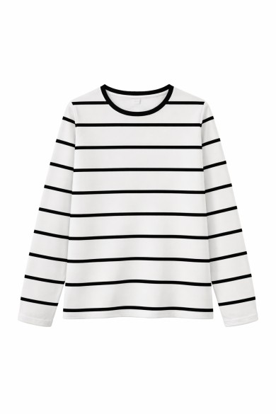 CAMISETA MUJER DE RAYAS MANGA LARGA CUELLO REDONDO ESTILO CASUAL TY-K1827