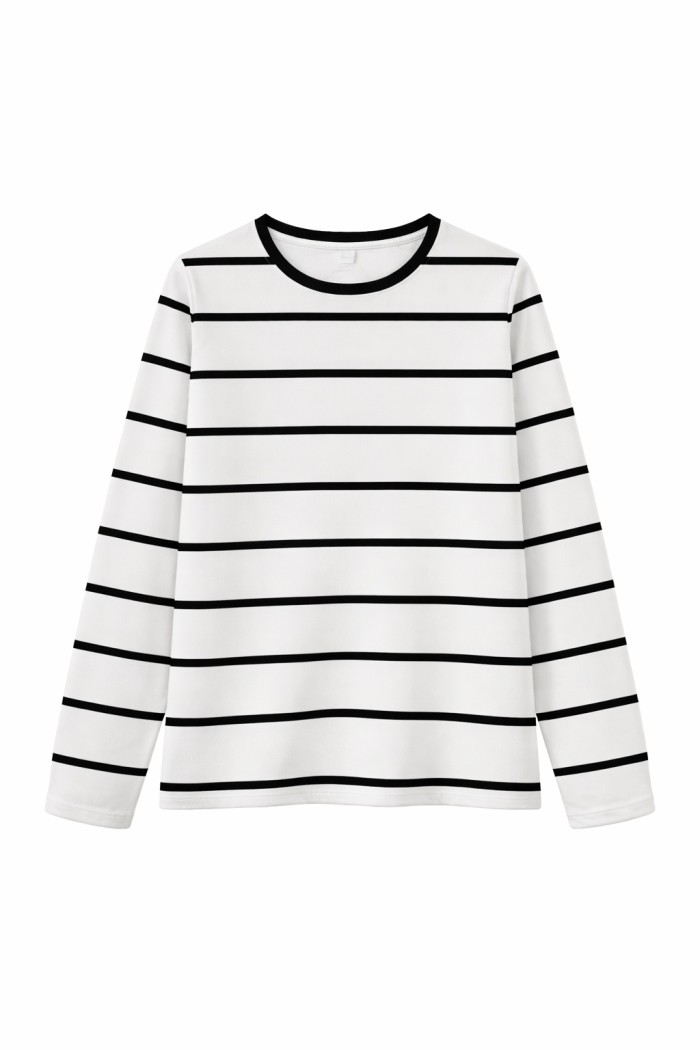 CAMISETA MUJER DE RAYAS MANGA LARGA CUELLO REDONDO ESTILO CASUAL TY-K1827
