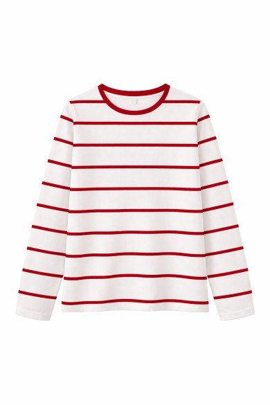 CAMISETA MUJER DE RAYAS MANGA LARGA CUELLO REDONDO ESTILO CASUAL TY-K1827