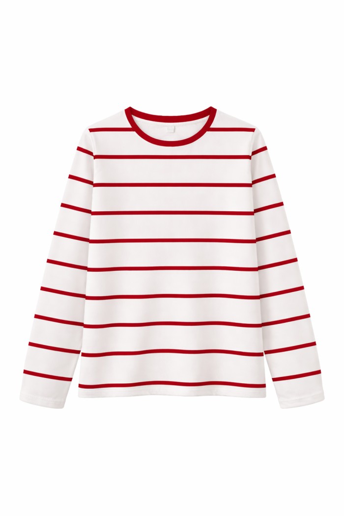 CAMISETA MUJER DE RAYAS MANGA LARGA CUELLO REDONDO ESTILO CASUAL TY-K1827